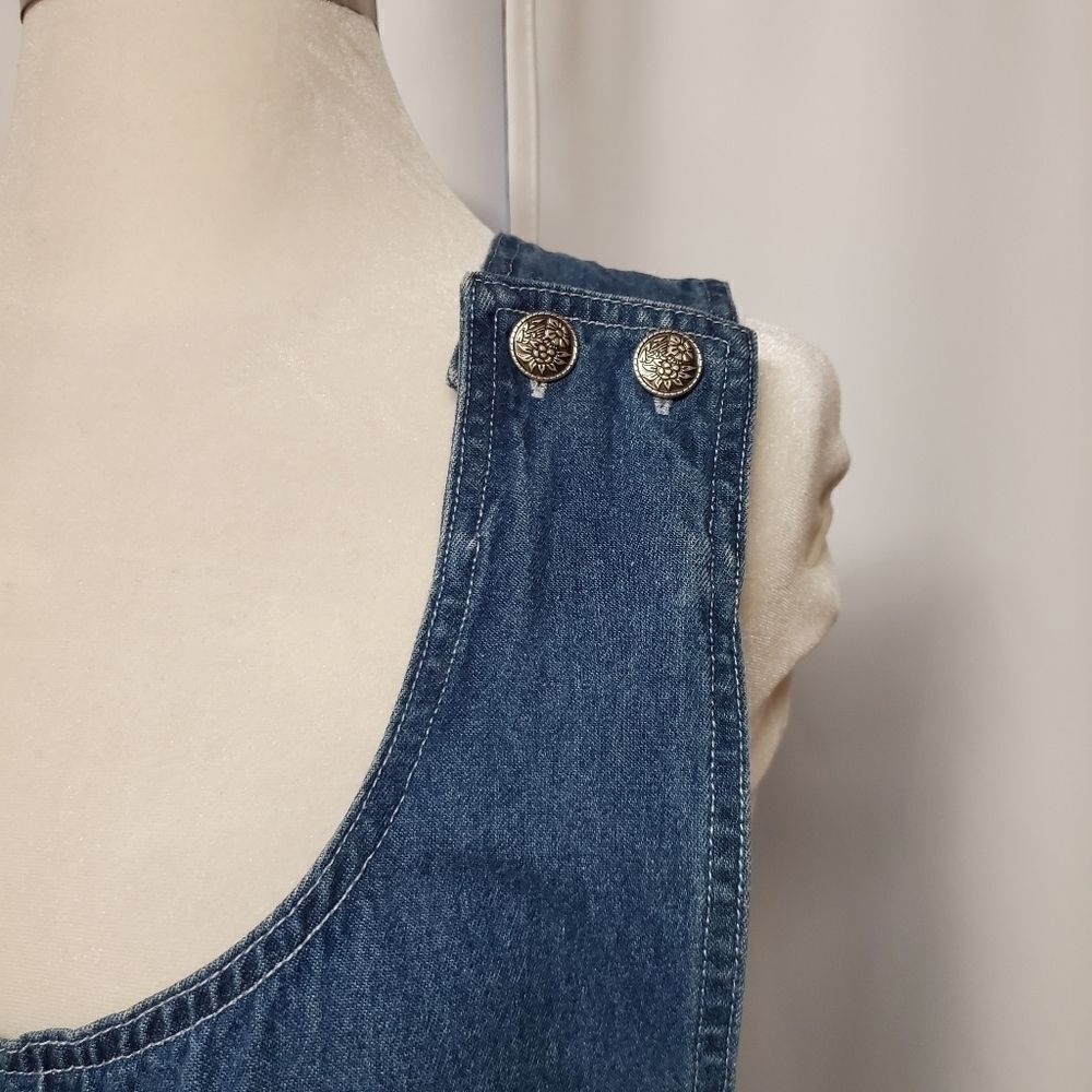 Vintage y2k‎ 90s Blue Jean Denim Overall Jumper Dress Premier International Sz M - Picture 10 of 10